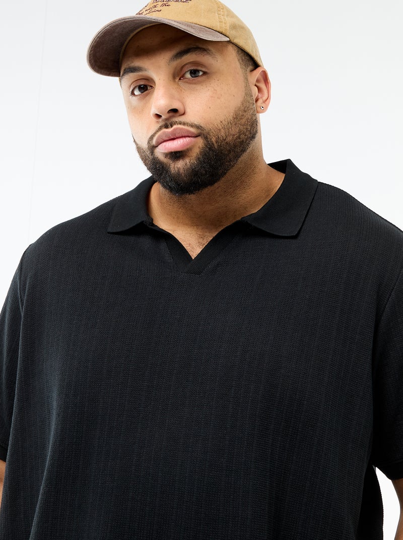 Polo regular fit de manga curta Preto - Kiabi
