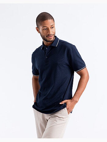 Polo regular leisure azul mangas curtas
