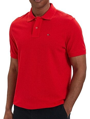 Polo regular vermelho tommy hilfiger para homem