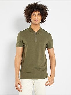 Polo slim com colarinho com fecho - Kiabi