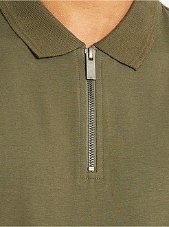 Polo slim com colarinho com fecho - Kiabi