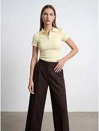 Polo t-shirt cropped de mulher slim fit dilvin