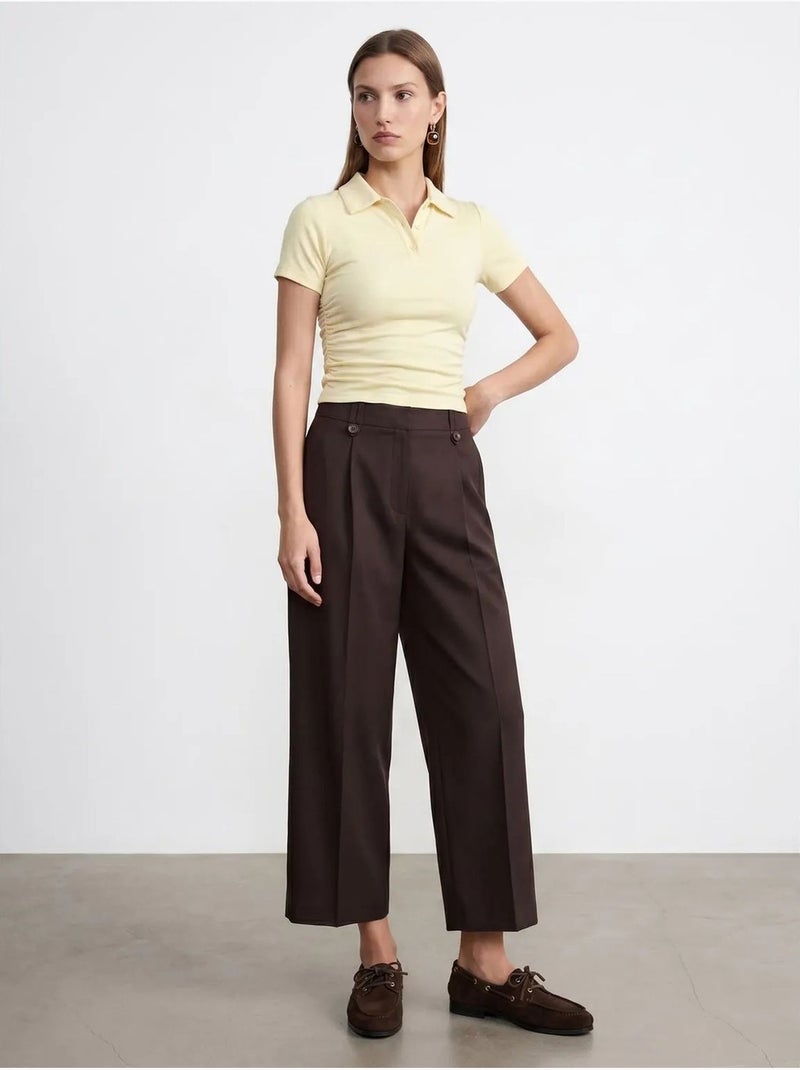 Polo t-shirt cropped de mulher slim fit dilvin Amarelo-limão - Kiabi