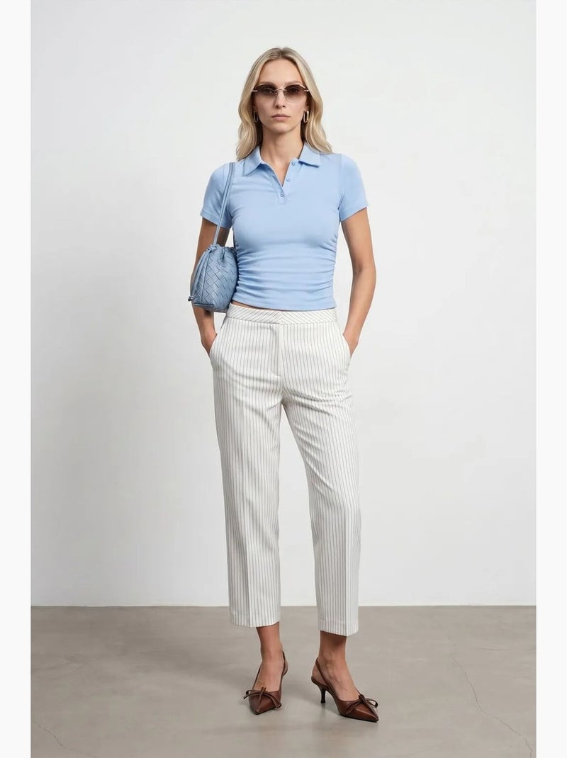 Polo t-shirt cropped de mulher slim fit dilvin Azul-céu - Kiabi