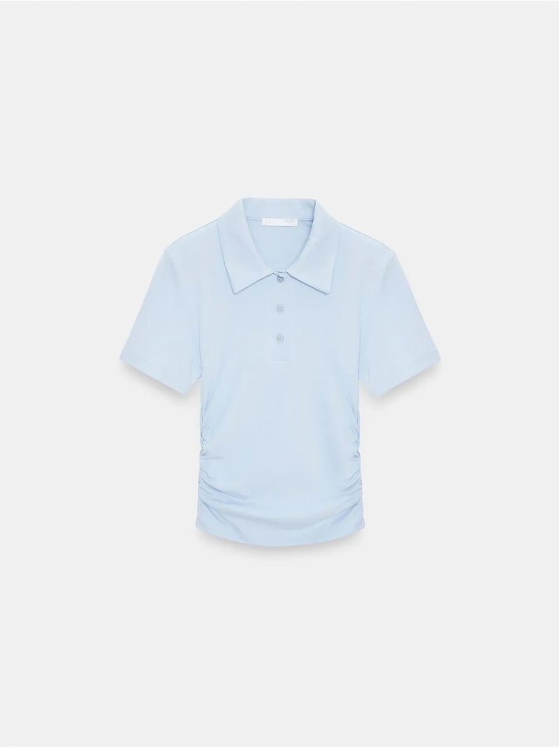 Polo t-shirt cropped de mulher slim fit dilvin Azul-céu - Kiabi