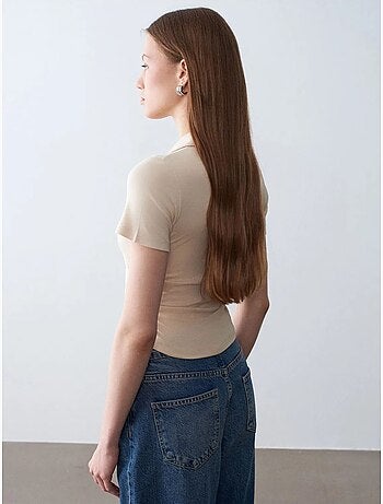 Polo t-shirt cropped de mulher slim fit dilvin