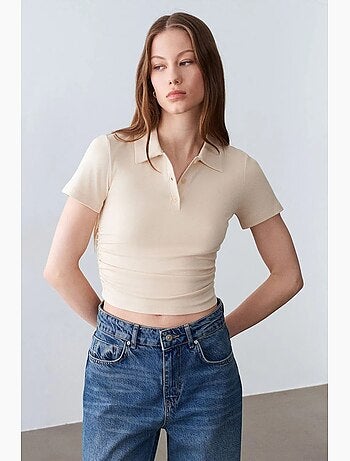 Polo t-shirt cropped de mulher slim fit dilvin