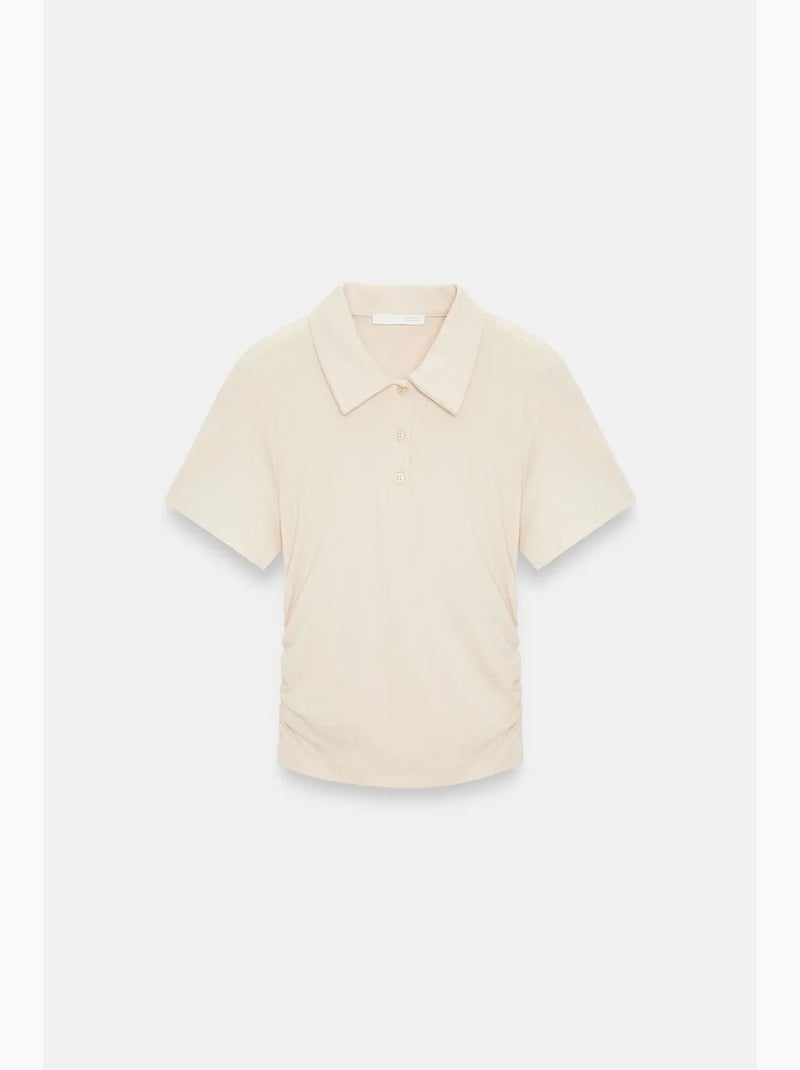 Polo t-shirt cropped de mulher slim fit dilvin Bege-argila - Kiabi