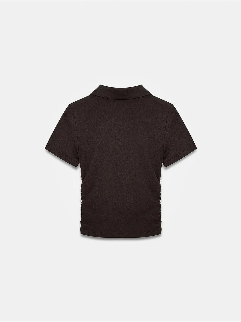 Polo t-shirt cropped de mulher slim fit dilvin Castanho-chocolate - Kiabi