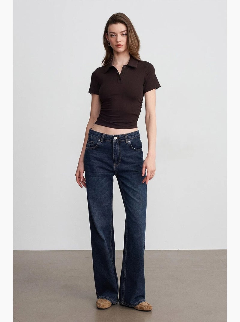Polo t-shirt cropped de mulher slim fit dilvin Castanho-chocolate - Kiabi