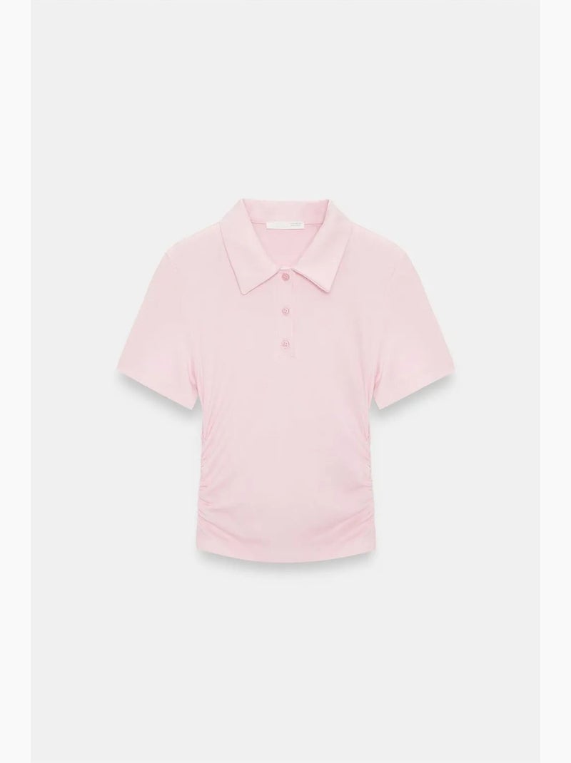 Polo t-shirt cropped de mulher slim fit dilvin Rosa doce - Kiabi