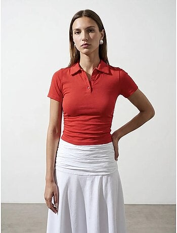 Polo t-shirt cropped de mulher slim fit dilvin