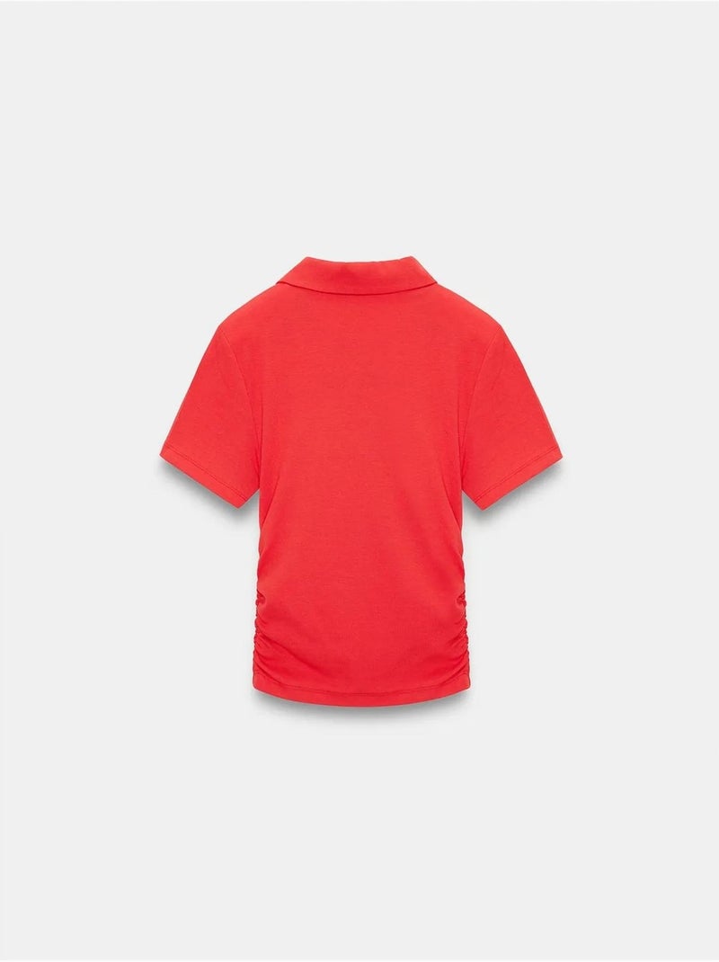 Polo t-shirt cropped de mulher slim fit dilvin Vermelho - Kiabi