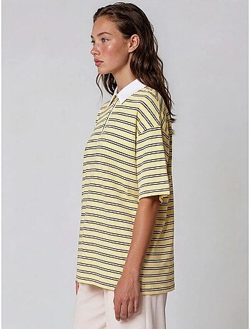 Polo t-shirt de algodão às riscas para mulher busem