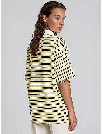 Polo t-shirt de algodão às riscas para mulher busem