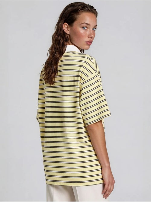 Polo t-shirt de algodão às riscas para mulher busem - Kiabi Polo t-shirt de algodão às riscas para mulher busem - Kiabi