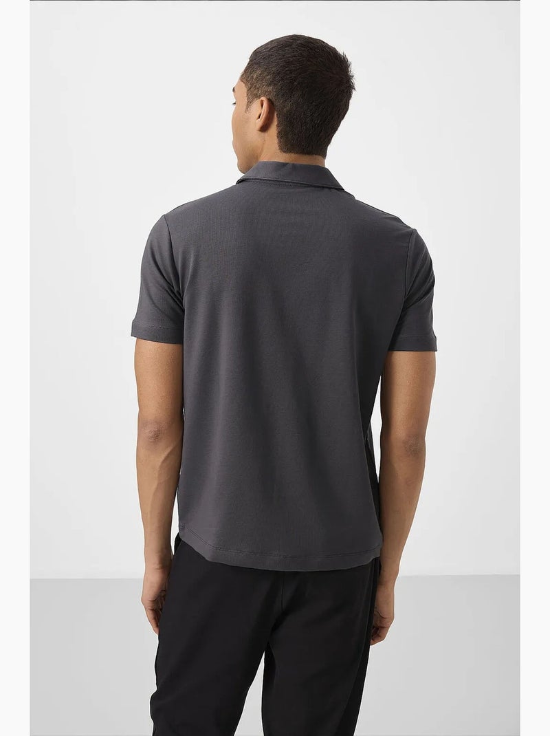 Polo t-shirt masculina em algodão e elastano tommy Cinza-preto - Kiabi