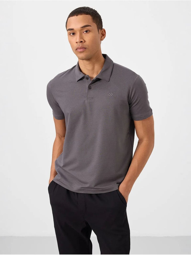 Polo t-shirt masculina em algodão e elastano tommy Cinza-preto - Kiabi
