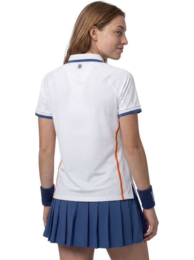 Polo técnico de ténis com meio fecho mulher Branco - Kiabi