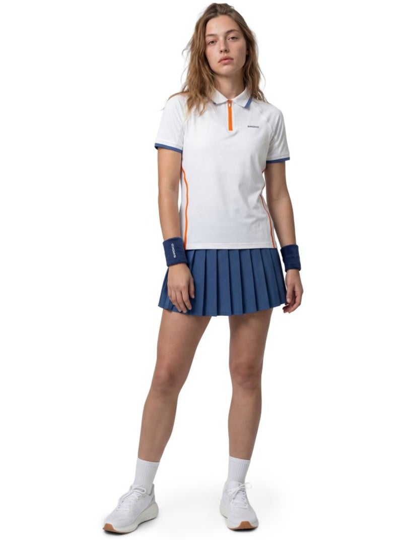 Polo técnico de ténis com meio fecho mulher Branco - Kiabi