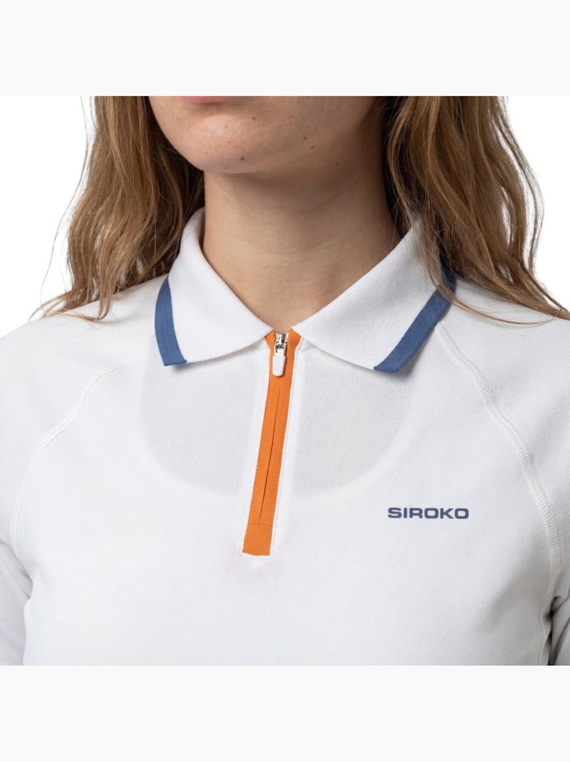 Polo técnico de ténis com meio fecho mulher Branco - Kiabi
