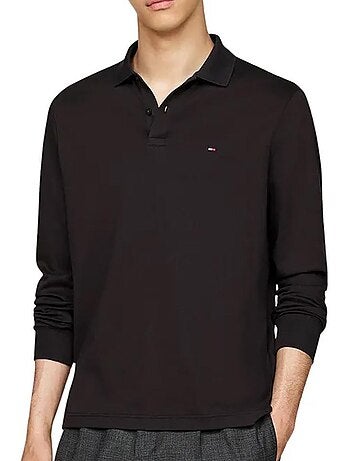 Polo Tommy Hilfiger de Manga Comprida Preto para Homem