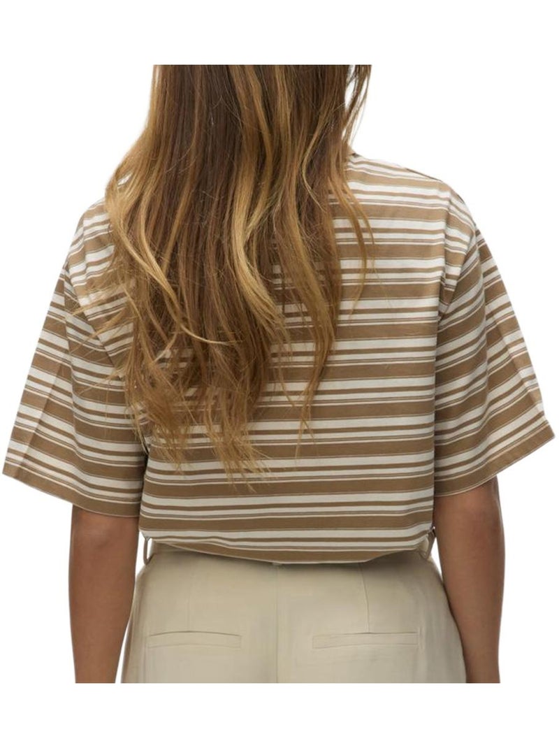 Polo vero moda awmaren de mulher castanho/branco Castanho-capuccino - Kiabi