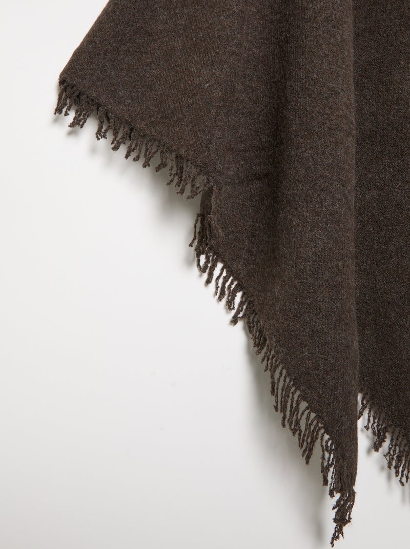 Poncho aberto liso Castanho - Kiabi