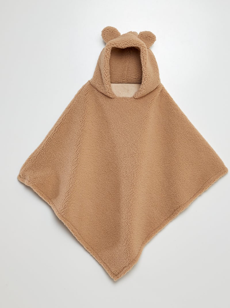 Poncho com efeito em pelo de ovelha com capuz e orelhas BEGE - Kiabi