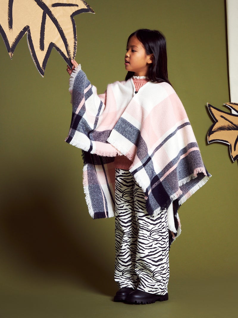 Poncho com estampado aos quadrados ROSA - Kiabi