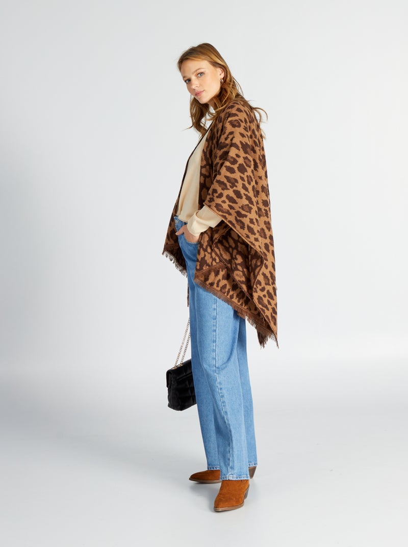 Poncho com estampado 'leopardo' CASTANHO - Kiabi