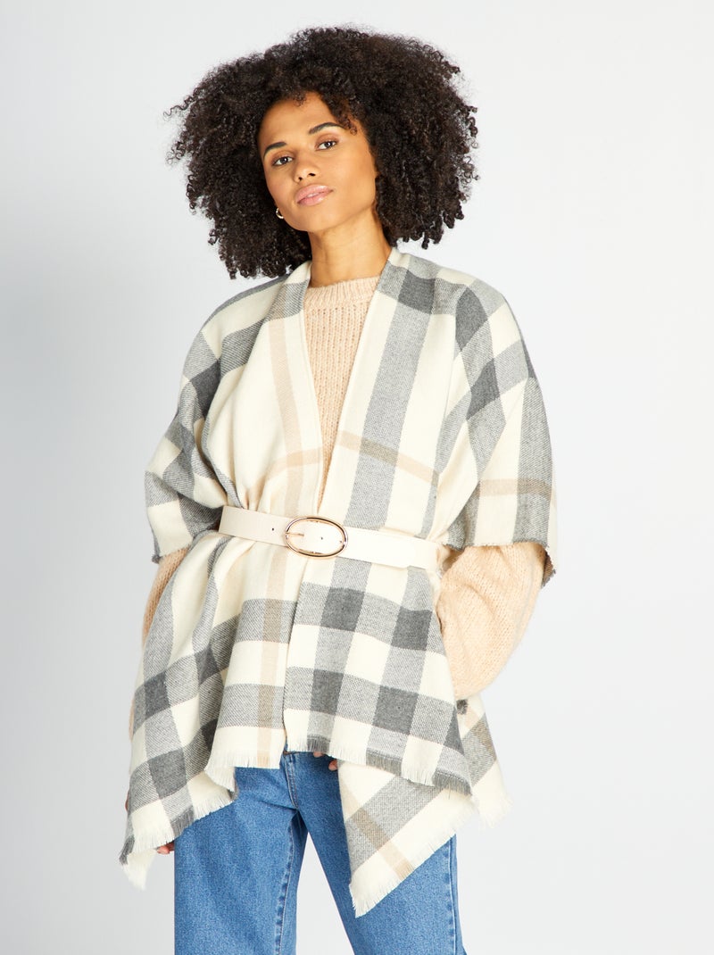 Poncho com estampado 'leopardo' CINZA - Kiabi