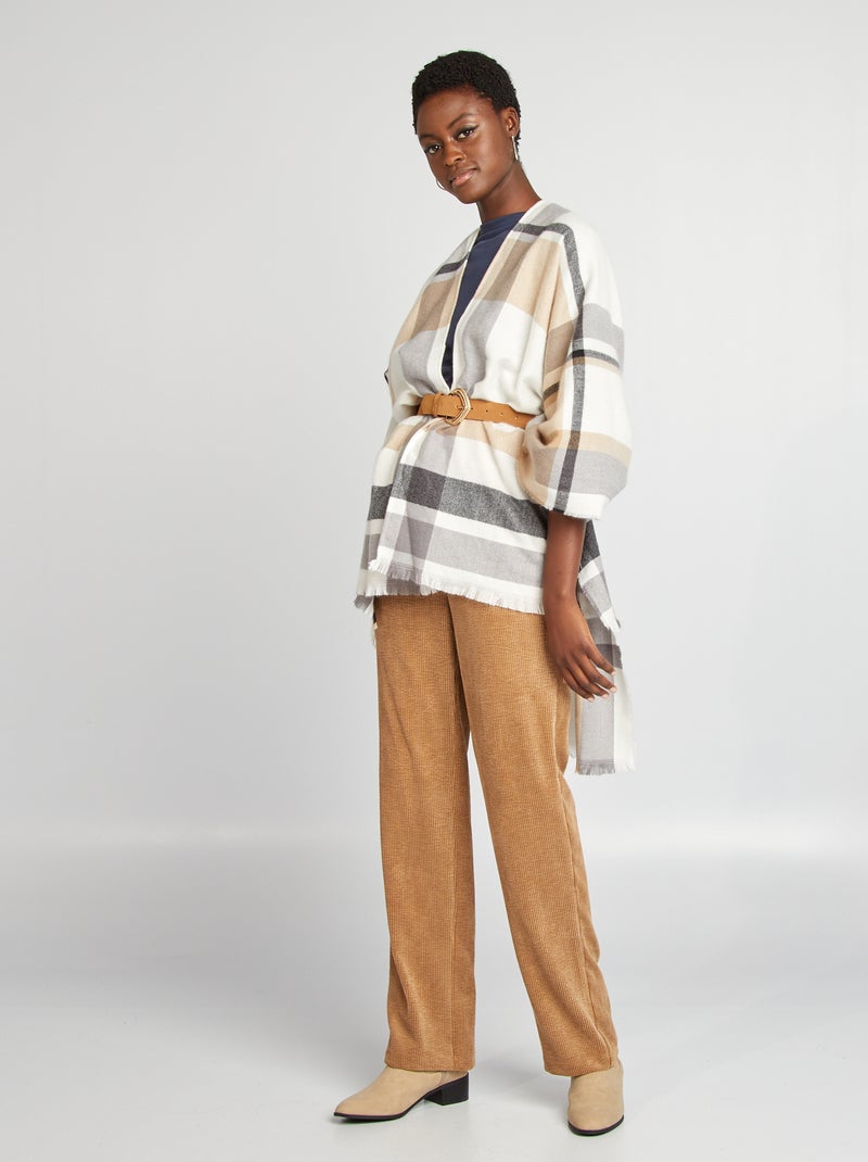 Poncho com franjas BEGE - Kiabi