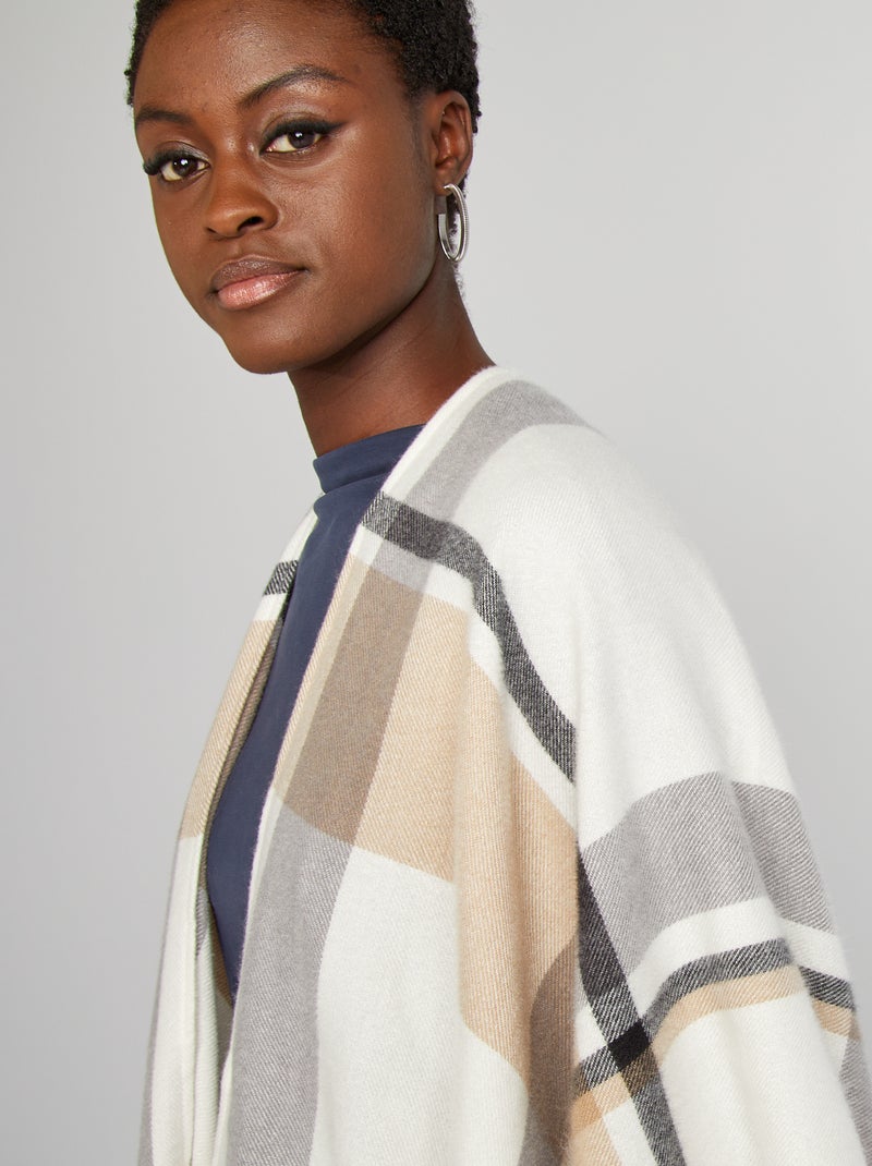 Poncho com franjas BEGE - Kiabi