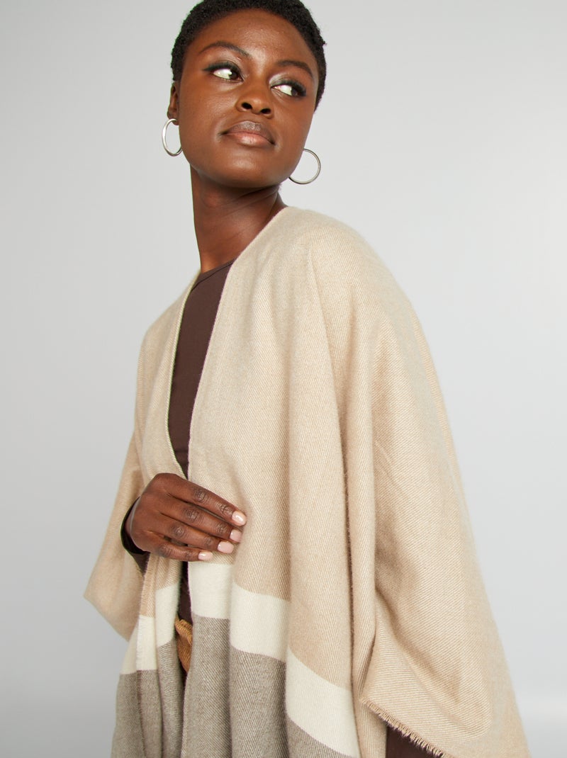 Poncho com franjas CINZA - Kiabi