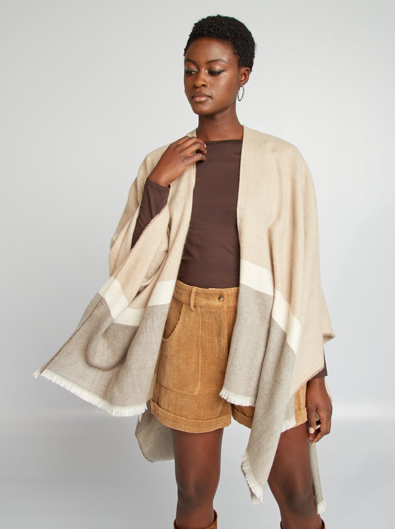 Poncho com franjas CINZA - Kiabi