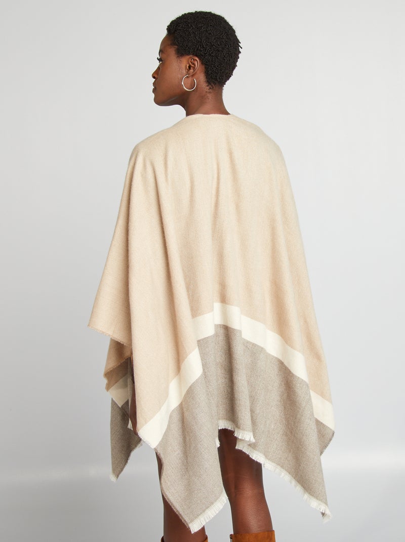 Poncho com franjas CINZA - Kiabi