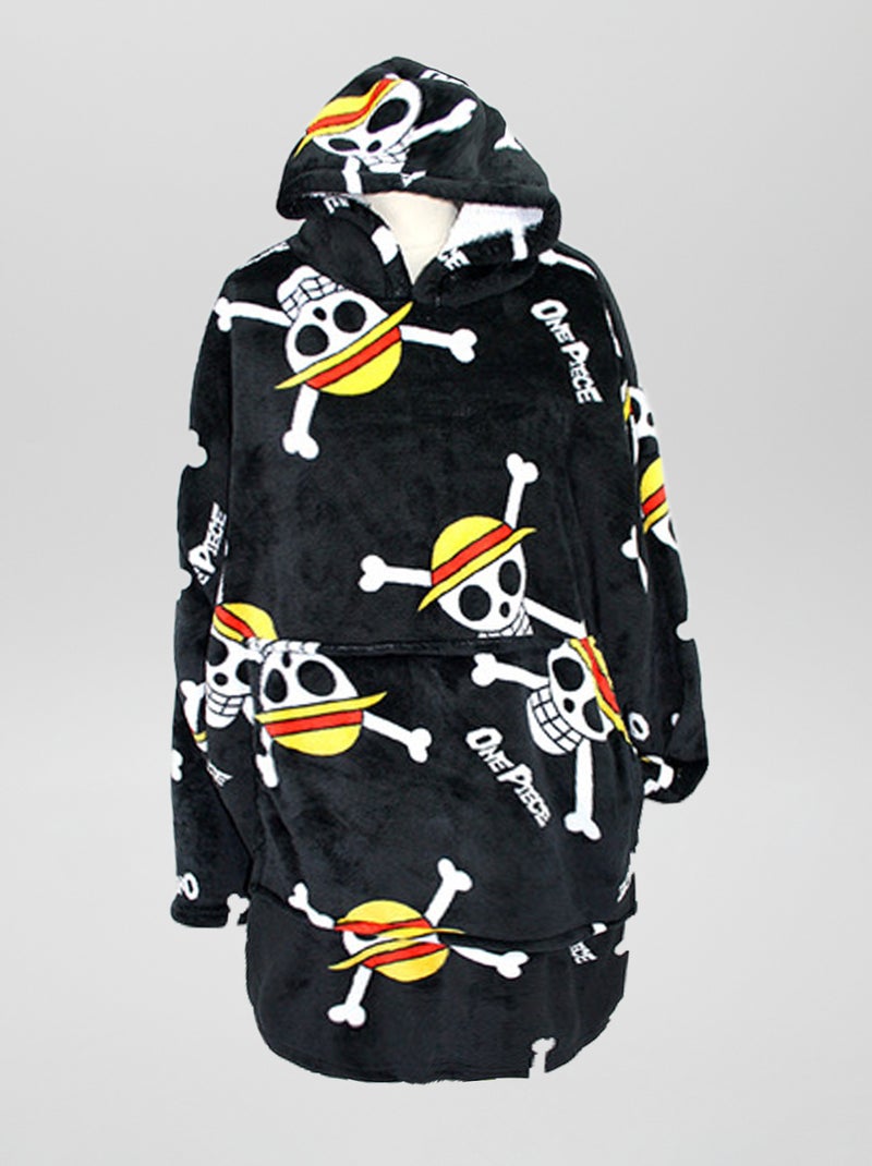 Poncho comprido 'One Piece' em malha polar Preto - Kiabi