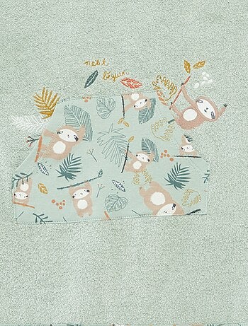 Poncho de banho com bordados e bolso canguru