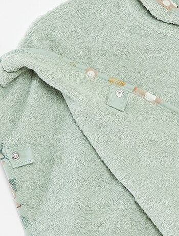Poncho de banho com bordados e bolso canguru