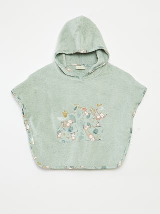 Poncho de banho com bordados e bolso canguru