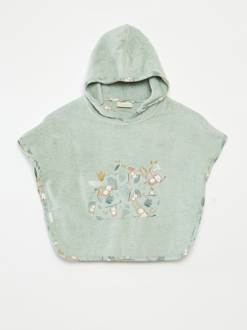 Poncho de banho com bordados e bolso canguru Bege - Kiabi