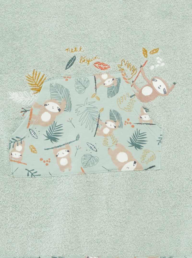 Poncho de banho com bordados e bolso canguru Bege - Kiabi