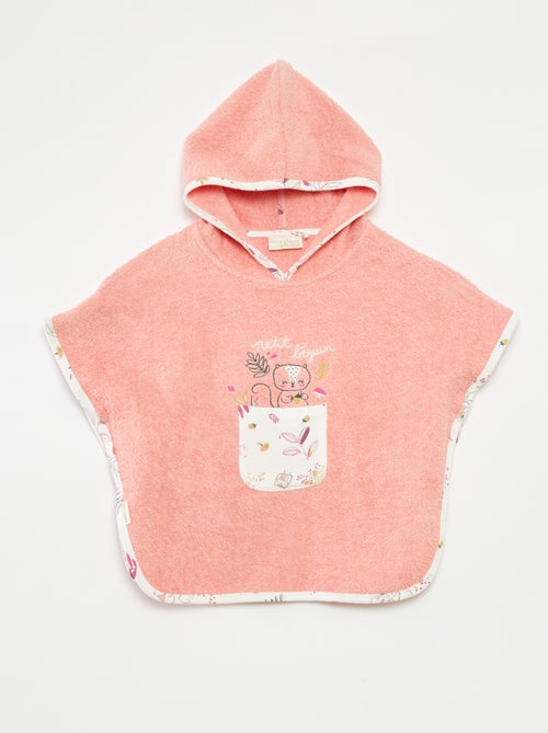 Poncho de banho com bordados e bolsos canguru - Kiabi