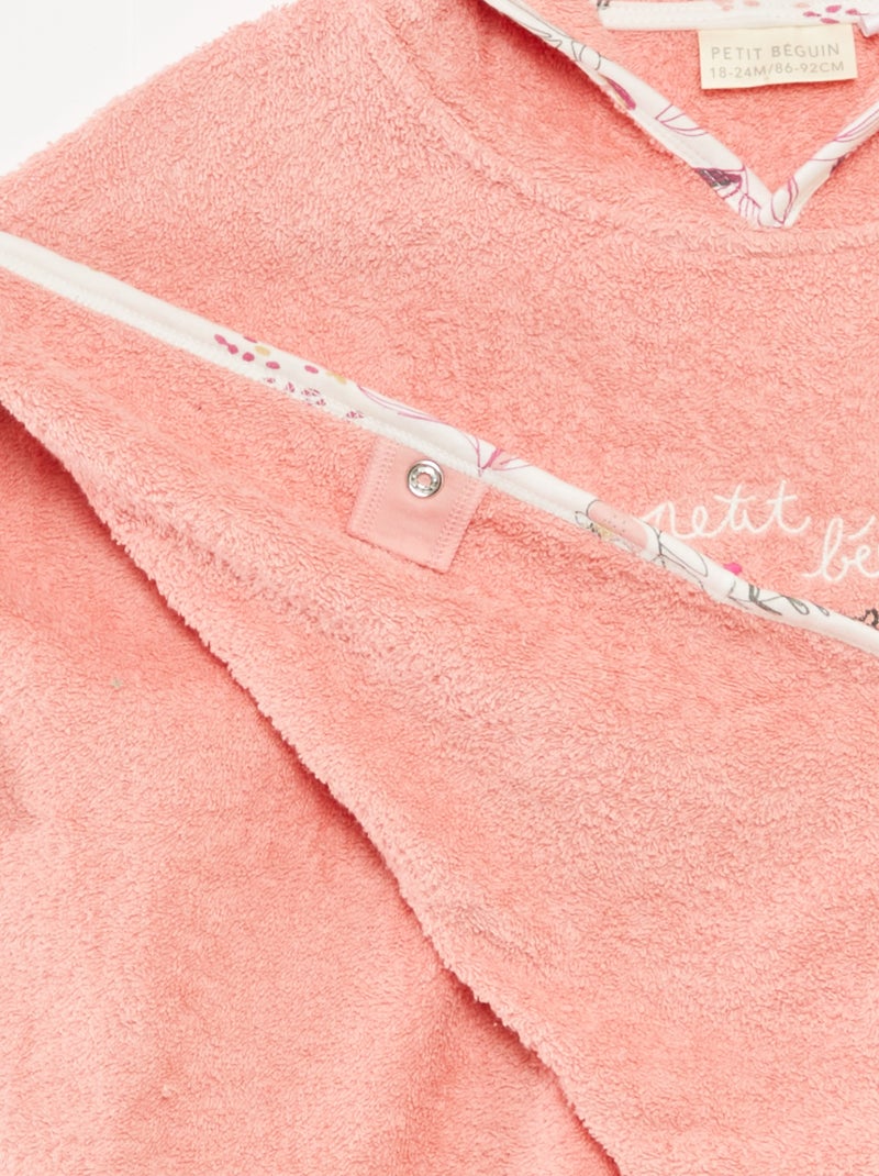 Poncho de banho com bordados e bolsos canguru Bege - Kiabi