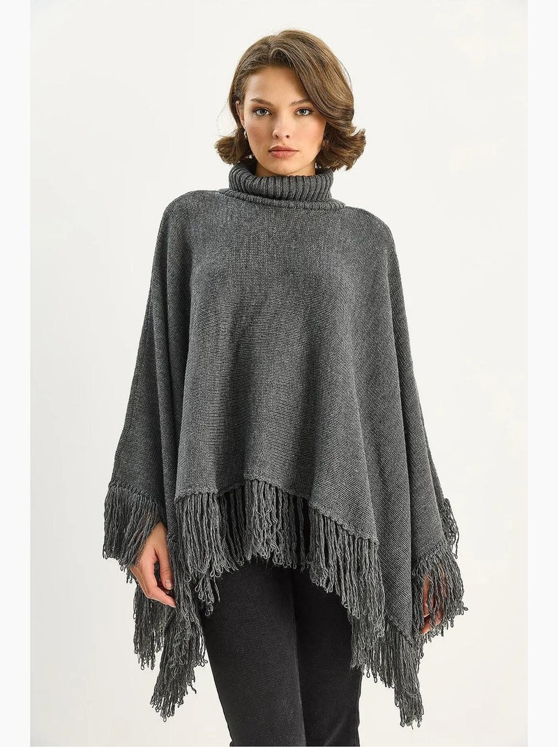 Poncho de gola alta lucci Cinza-preto - Kiabi