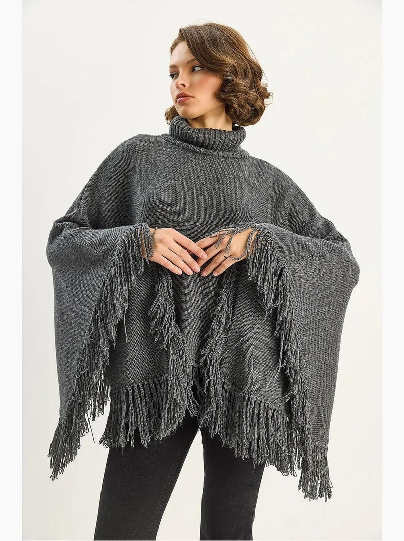 Poncho de gola alta lucci Cinza-preto - Kiabi