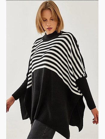 Poncho de malha às riscas lucci