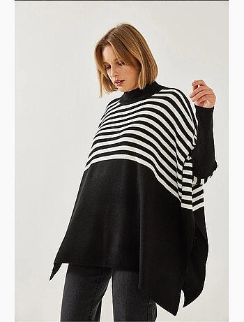 Poncho de malha às riscas lucci