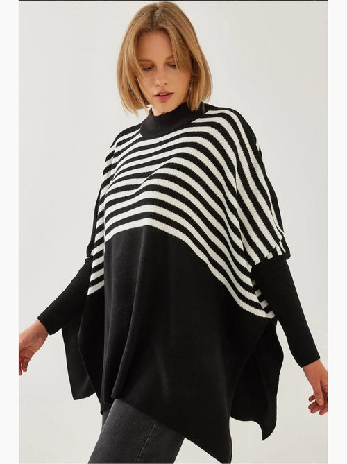 Poncho de malha às riscas lucci - Kiabi Poncho de malha às riscas lucci - Kiabi